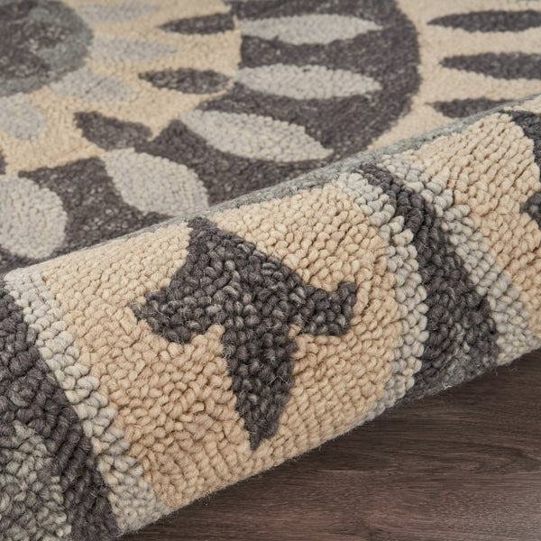 HomeRoots 6' Gray Wool Geometric Hand-Tufted Area Rug - Elevate Your Space with Timeless Texture and Style 6' Round 393638