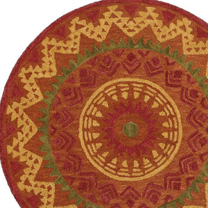 HomeRoots 6' Vibrant Southwestern Decorative Area Rug - Hand-Tufted Wool with Rich Earth Tones for Comfort 6' Round 393644