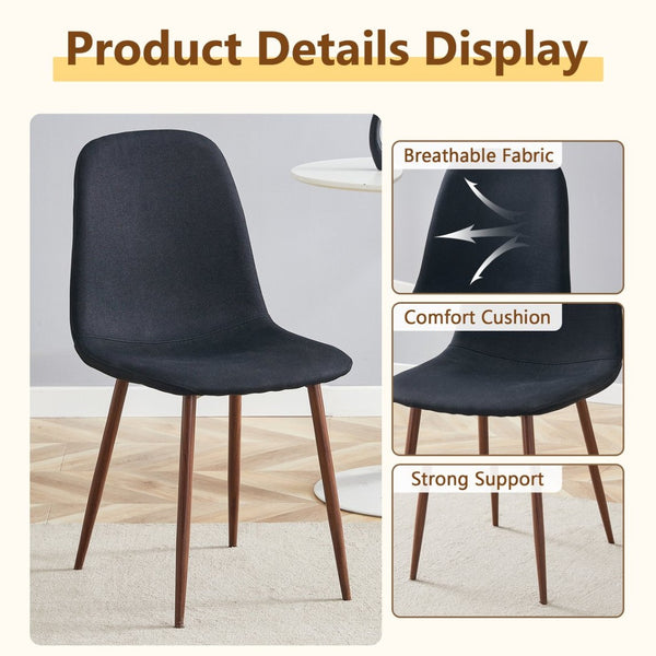 English Elm Table and Chair Set 47 Inch Round Mdf Spliced Top with Dual Tier Storage 4 Seats Black,Dark Walnut,Wood W1151S03335