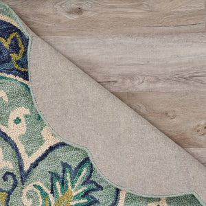 HomeRoots 6' Wool Geometric Hand-Tufted Rug in Soothing Blue and Green – Stylish Comfort for Any Room 6' Round 393658