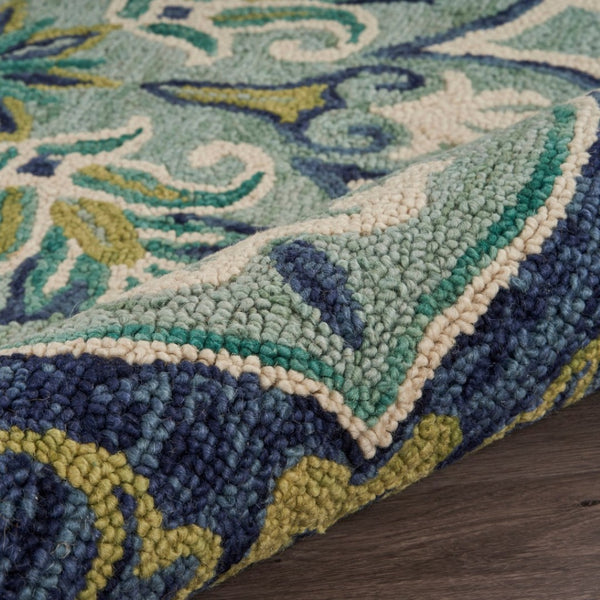 HomeRoots 6' Wool Geometric Hand-Tufted Rug in Soothing Blue and Green – Stylish Comfort for Any Room 6' Round 393658