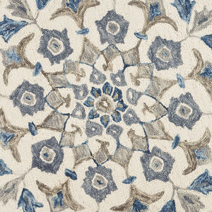 HomeRoots 6' Blue Iris Floral Area Rug - Hand-Tufted 100% Virgin Wool for Comfortable Living Spaces & Style 6' Round 393672