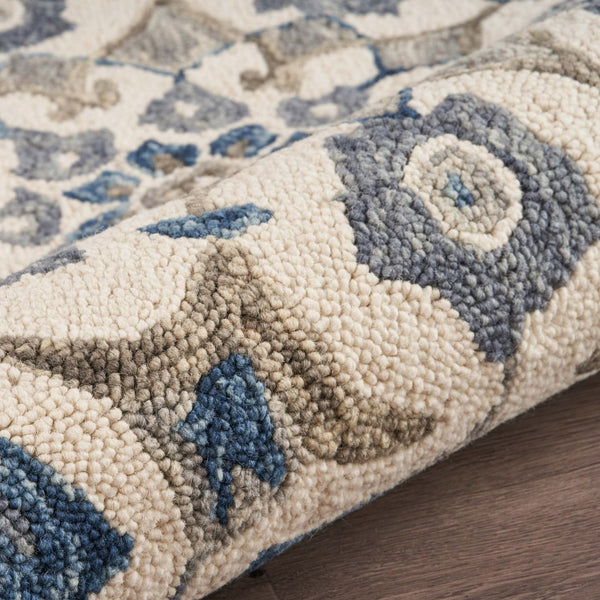 HomeRoots 6' Blue Iris Floral Area Rug - Hand-Tufted 100% Virgin Wool for Comfortable Living Spaces & Style 6' Round 393672
