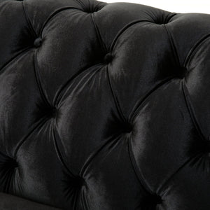 English Elm Christopher Knight Home® - VIVALUX Chesterfield Velvet Loveseat Sofa with Rolled Arms Tufted Buttons Plush 2-Seater Comfort 59.4" Black N762P178705B