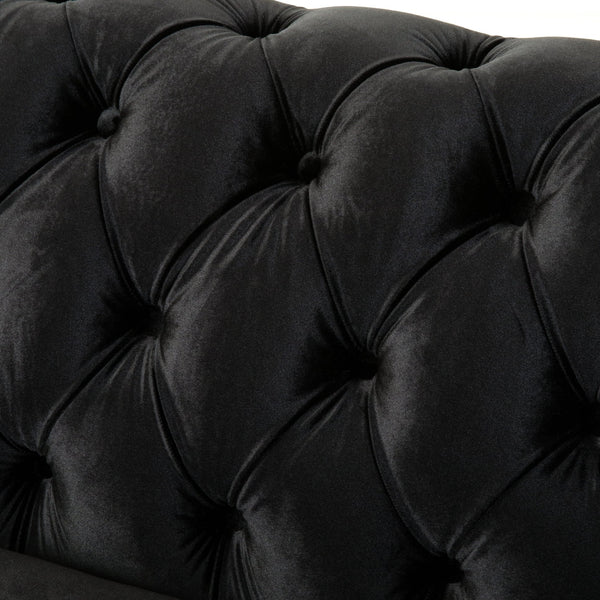 English Elm Christopher Knight Home® - VIVALUX Chesterfield Velvet Loveseat Sofa with Rolled Arms Tufted Buttons Plush 2-Seater Comfort 59.4" Black N762P178705B