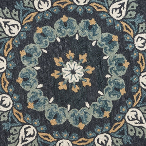 HomeRoots 6' Black Floral Paradise Area Rug - Elegant Hand-Tufted Wool Design with Timeless Medallion Charm 6' Round 393680