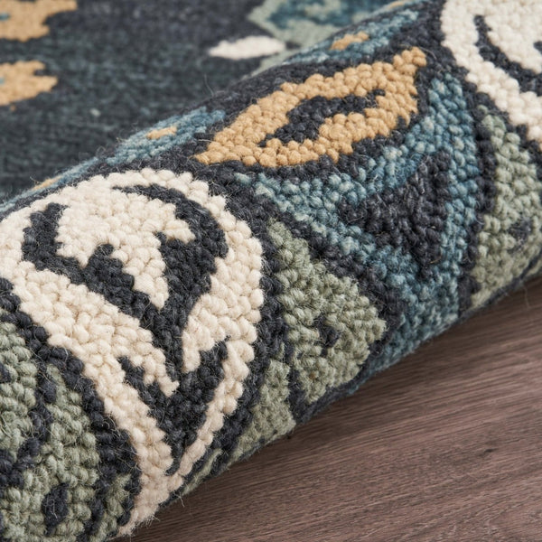 HomeRoots 6' Black Floral Paradise Area Rug - Elegant Hand-Tufted Wool Design with Timeless Medallion Charm 6' Round 393680