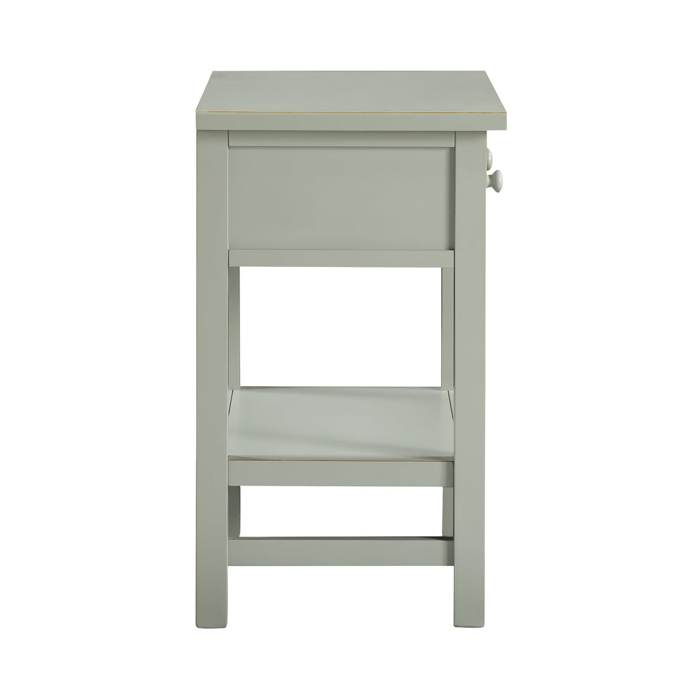 English Elm Finley Rustic 1-Drawer Nightstand with Open Shelf, Distressed Wood Finish, Dovetail Drawer Craftsmanship Antique Gray B050P376952