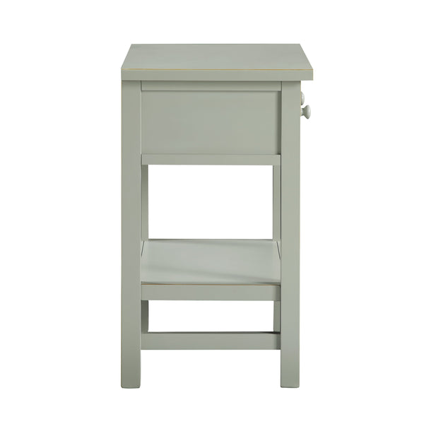 English Elm Finley Rustic 1-Drawer Nightstand with Open Shelf, Distressed Wood Finish, Dovetail Drawer Craftsmanship Antique Gray B050P376952