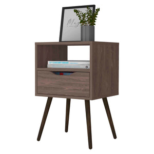 English Elm Allie Nightstand with Superior Top, Open Shelf & Drawer — Modern White-Light Oak Accent Table Brown 20 L x 18 W x 7 H B128P148650