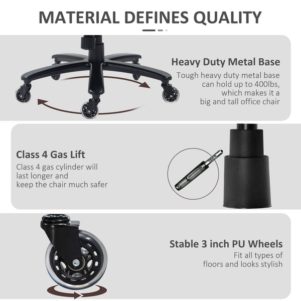 English Elm Vinsetto Big And Tall Office Chair, Ergonomic Pu Leather Desk Seat 400Lb Capacity For Comfort W2225P173836-GIGA