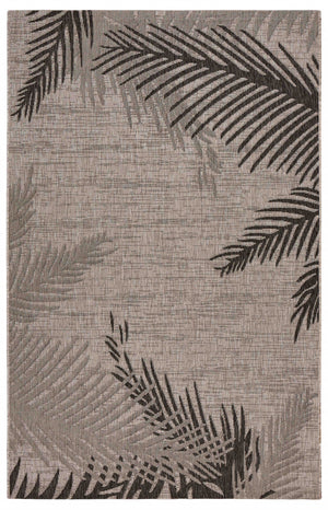 Homeroots 5' X 7' Beige Floral Indoor Outdoor Area Rug Black Polypropylene 393728