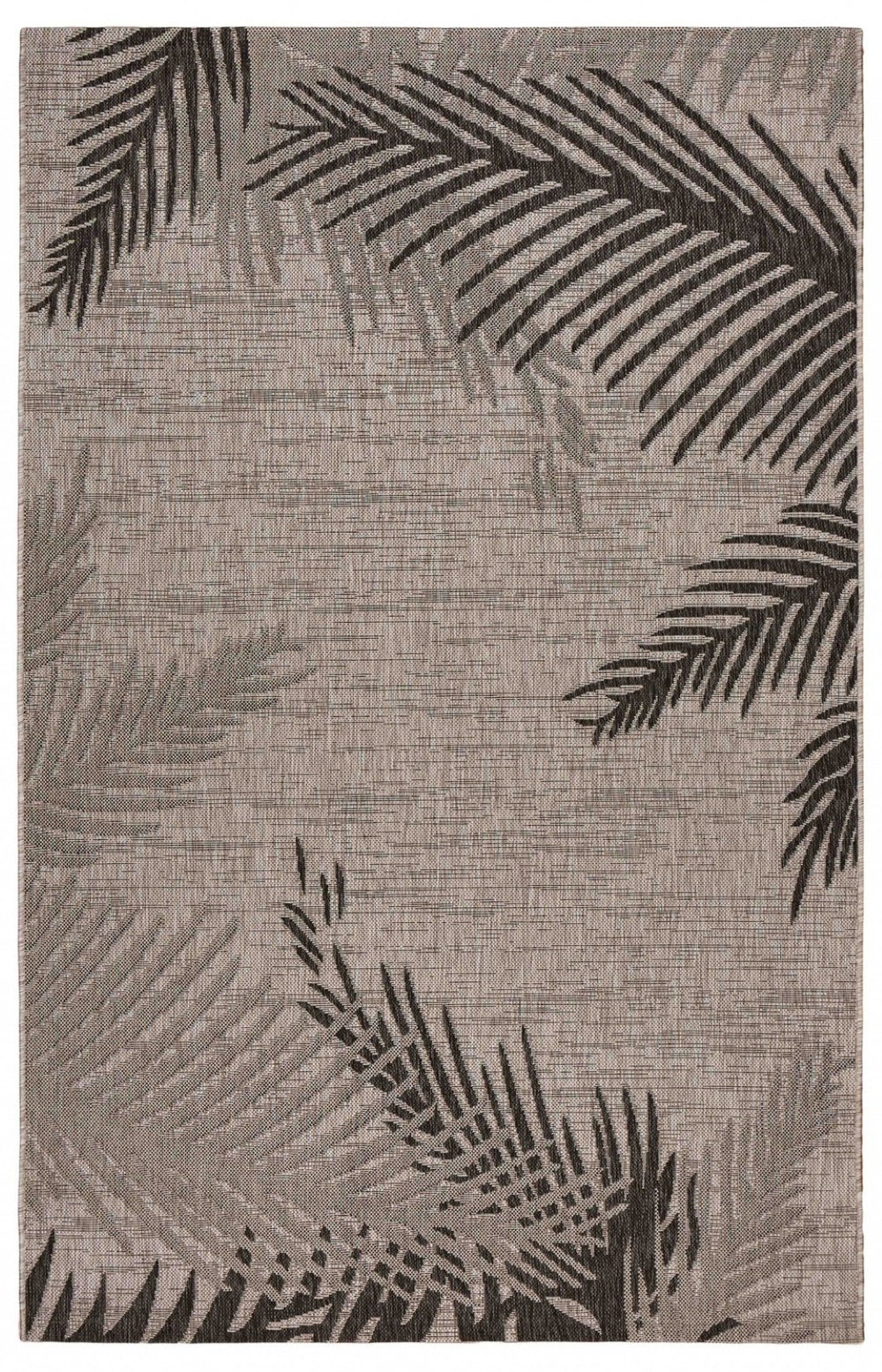 HomeRoots 8' Indoor Outdoor Area Rug – Timeless Beige Floral Design for Versatile Indoor & Outdoor Spaces 7'9" x 9'5" Black 393729