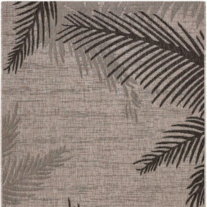 HomeRoots 8' Indoor Outdoor Area Rug – Timeless Beige Floral Design for Versatile Indoor & Outdoor Spaces 7'9" x 9'5" Black 393729