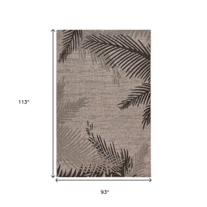 HomeRoots 8' Indoor Outdoor Area Rug – Timeless Beige Floral Design for Versatile Indoor & Outdoor Spaces 7'9" x 9'5" Black 393729