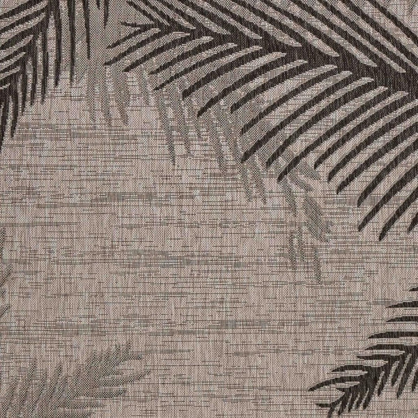 HomeRoots 8' Indoor Outdoor Area Rug – Timeless Beige Floral Design for Versatile Indoor & Outdoor Spaces 7'9" x 9'5" Black 393729