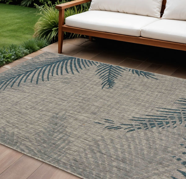 HomeRoots 8' Gray Indoor Outdoor Area Rug - Stylish Floral Design, Durable & Easy-Clean for High-Traffic Areas 8' X 9' 393731