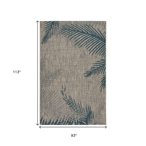 HomeRoots 8' Gray Indoor Outdoor Area Rug - Stylish Floral Design, Durable & Easy-Clean for High-Traffic Areas 8' X 9' 393731
