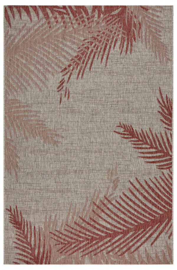 Homeroots 8' X 9' Beige Floral Indoor Outdoor Area Rug Red Polypropylene 393733