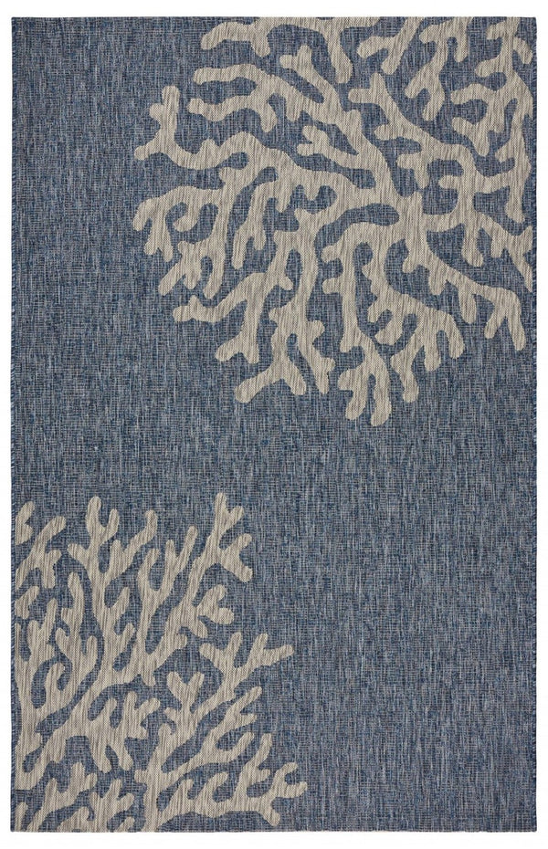 HomeRoots 8' Blue and Gray Area Rug - Versatile Indoor Outdoor Design for Patios, Kitchens, and Family Rooms 8' X 9' 393738