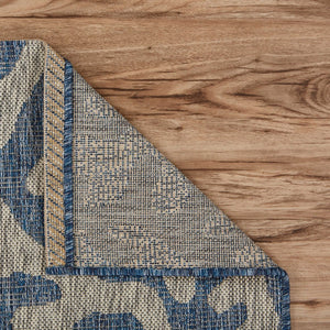 HomeRoots 8' Blue and Gray Area Rug - Versatile Indoor Outdoor Design for Patios, Kitchens, and Family Rooms 8' X 9' 393738