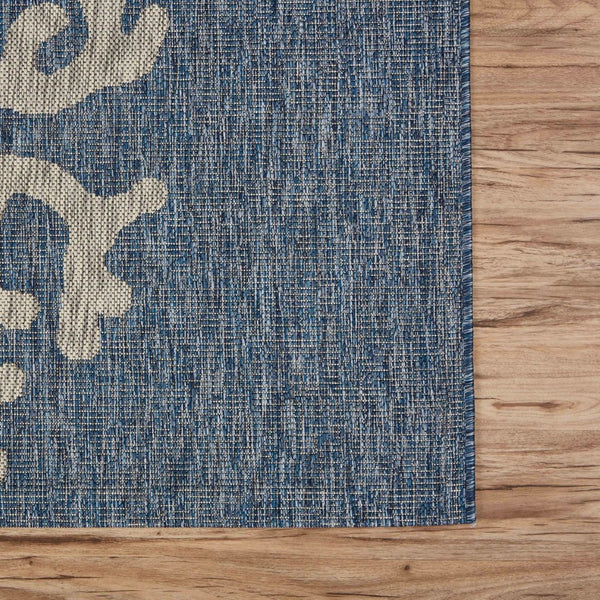HomeRoots 8' Blue and Gray Area Rug - Versatile Indoor Outdoor Design for Patios, Kitchens, and Family Rooms 8' X 9' 393738