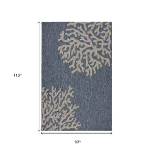 HomeRoots 8' Blue and Gray Area Rug - Versatile Indoor Outdoor Design for Patios, Kitchens, and Family Rooms 8' X 9' 393738