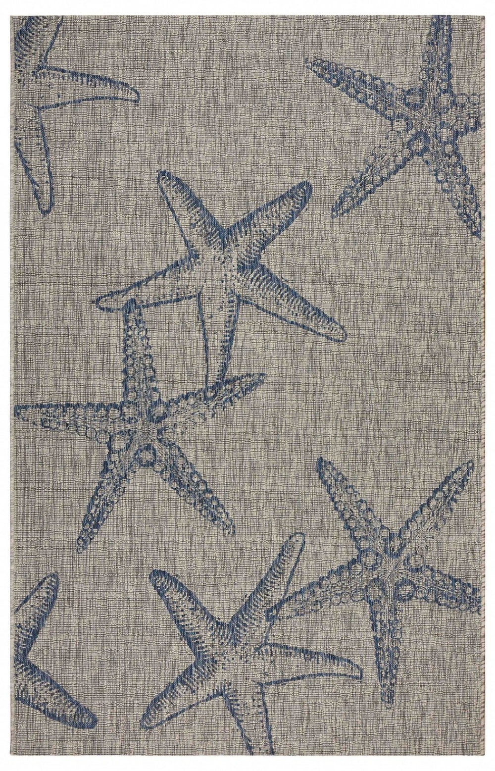 HomeRoots 8' Blue and Gray Starfish Area Rug – Durable Indoor-Outdoor Coastal Charm for Any Space 8' X 9' 393740