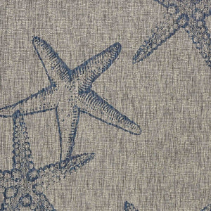 HomeRoots 8' Blue and Gray Starfish Area Rug – Durable Indoor-Outdoor Coastal Charm for Any Space 8' X 9' 393740