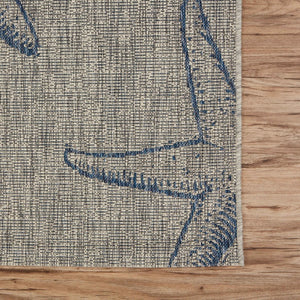 HomeRoots 8' Blue and Gray Starfish Area Rug – Durable Indoor-Outdoor Coastal Charm for Any Space 8' X 9' 393740