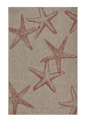 HomeRoots 8' Beige Area Rug - Versatile Indoor Outdoor Design for Patios, Kitchens & Living Rooms, Easy Care 8' X 9' 393743