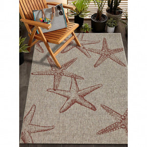 HomeRoots 8' Beige Area Rug - Versatile Indoor Outdoor Design for Patios, Kitchens & Living Rooms, Easy Care 8' X 9' 393743