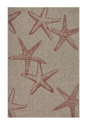 HomeRoots 8' Beige Area Rug - Versatile Indoor Outdoor Design for Patios, Kitchens & Living Rooms, Easy Care 8' X 9' 393743