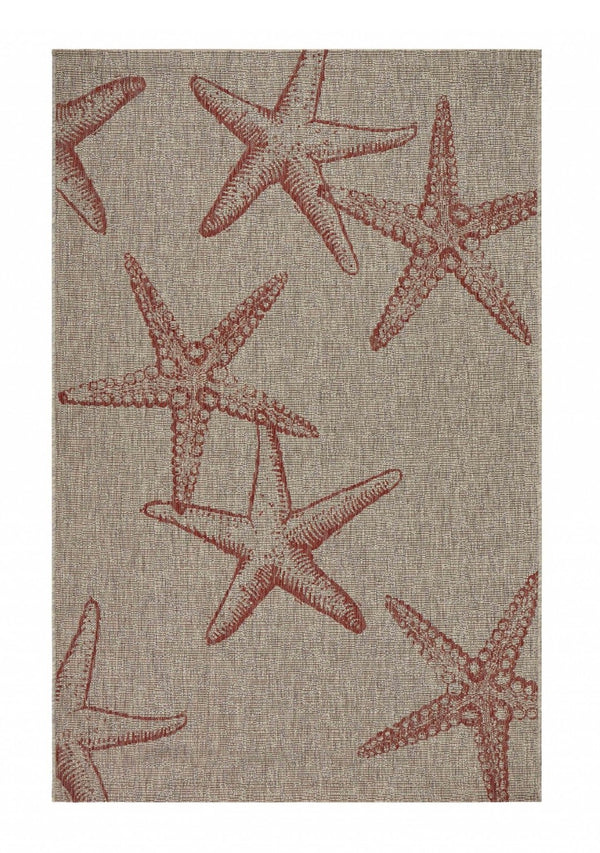 HomeRoots 8' Beige Area Rug - Versatile Indoor Outdoor Design for Patios, Kitchens & Living Rooms, Easy Care 8' X 9' 393743