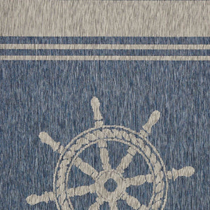 HomeRoots 8' Blue and Gray Indoor Outdoor Area Rug - Durable, Weather-Resistant Design for Versatile Spaces 8' X 9' 393748