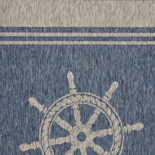 HomeRoots 8' Blue and Gray Indoor Outdoor Area Rug - Durable, Weather-Resistant Design for Versatile Spaces 8' X 9' 393748