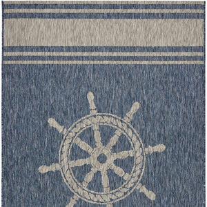 HomeRoots 8' Blue and Gray Indoor Outdoor Area Rug - Durable, Weather-Resistant Design for Versatile Spaces 8' X 9' 393748