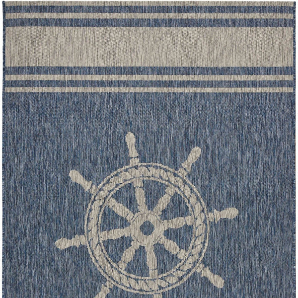 HomeRoots 8' Blue and Gray Indoor Outdoor Area Rug - Durable, Weather-Resistant Design for Versatile Spaces 8' X 9' 393748