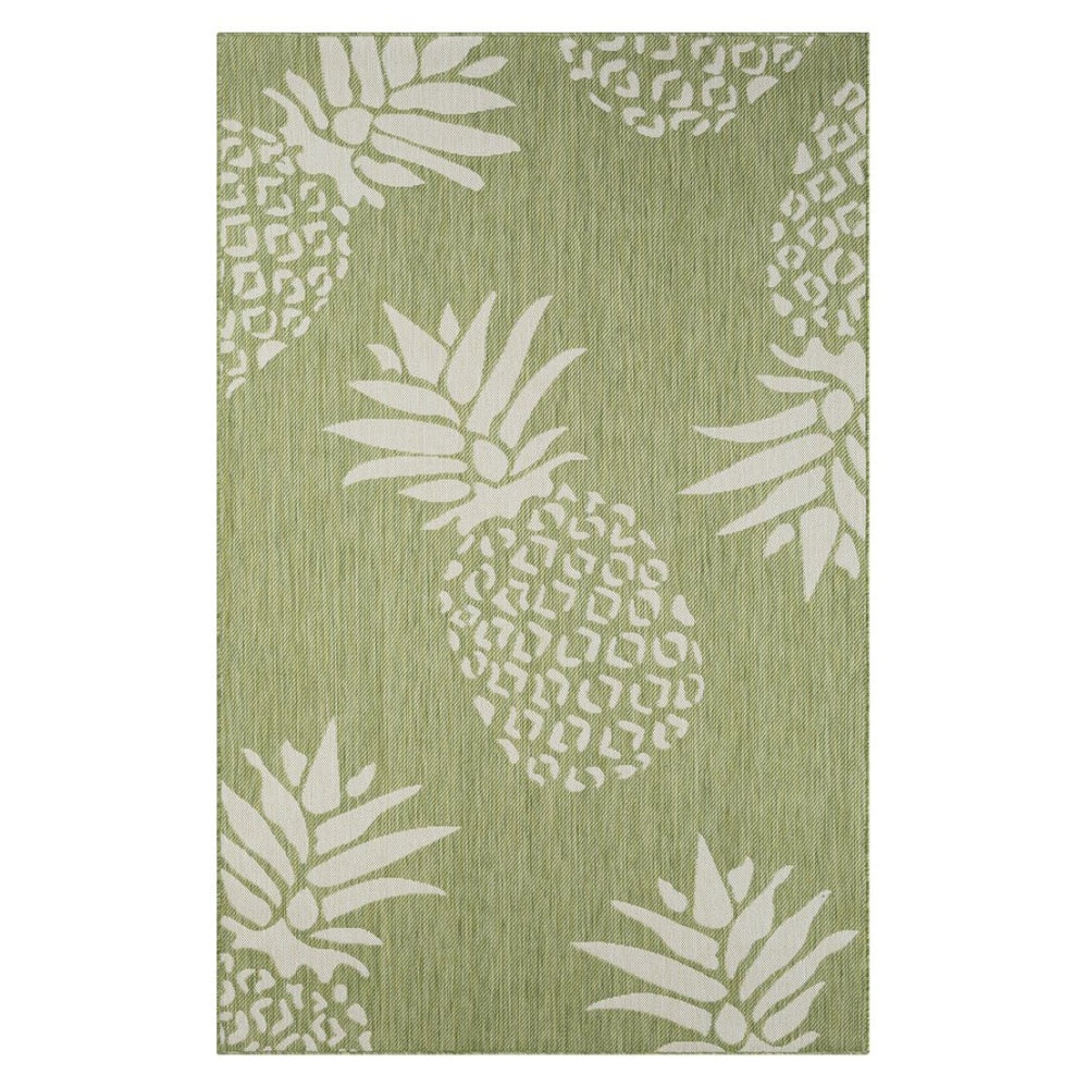 HomeRoots 8' Green Indoor Outdoor Area Rug - Durable Floral Design for Patios, Kitchens, and Family Rooms 8' X 10' 393750