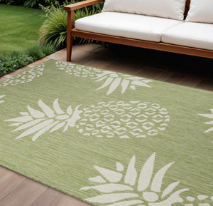 HomeRoots 8' Green Indoor Outdoor Area Rug - Durable Floral Design for Patios, Kitchens, and Family Rooms 8' X 10' 393750