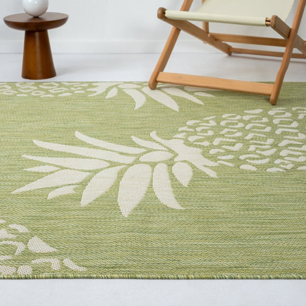 HomeRoots 8' Green Indoor Outdoor Area Rug - Durable Floral Design for Patios, Kitchens, and Family Rooms 8' X 10' 393750