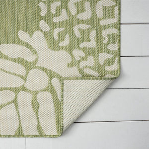 HomeRoots 8' Green Indoor Outdoor Area Rug - Durable Floral Design for Patios, Kitchens, and Family Rooms 8' X 10' 393750