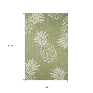 HomeRoots 8' Green Indoor Outdoor Area Rug - Durable Floral Design for Patios, Kitchens, and Family Rooms 8' X 10' 393750