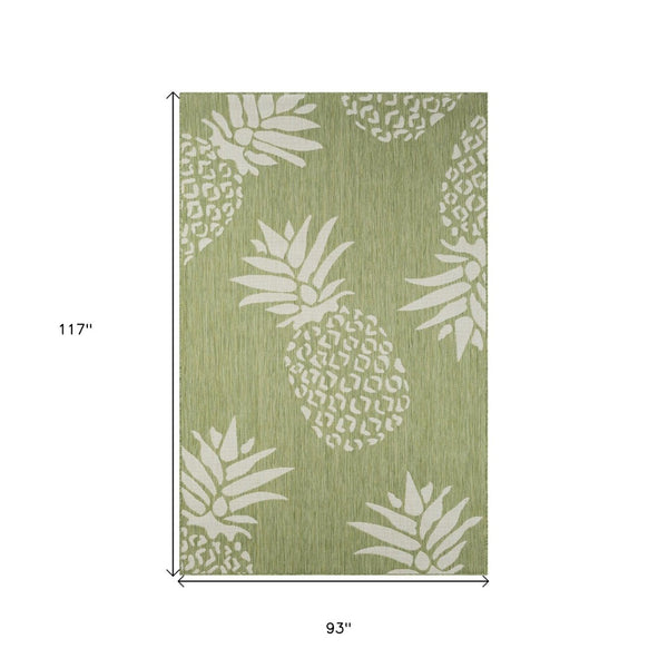 HomeRoots 8' Green Indoor Outdoor Area Rug - Durable Floral Design for Patios, Kitchens, and Family Rooms 8' X 10' 393750