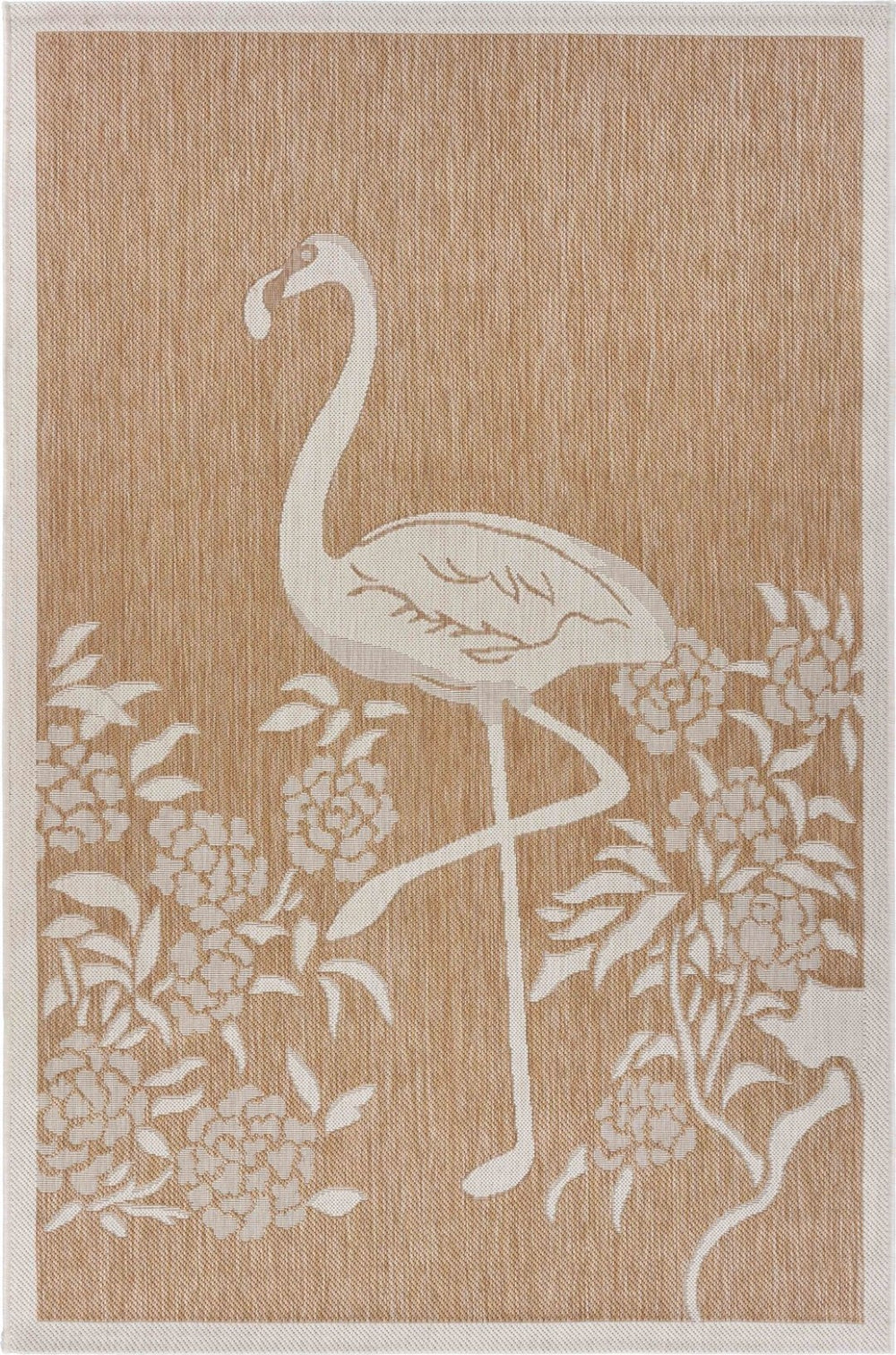 HomeRoots 8' Beige Indoor Outdoor Area Rug - Durable Floral Design for Patios, Kitchens, and Living Spaces 8' X 10' 393752