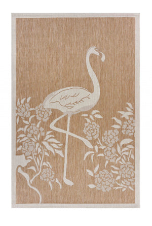 Homeroots 8' X 10' Beige Floral Indoor Outdoor Area Rug  Polypropylene 393752