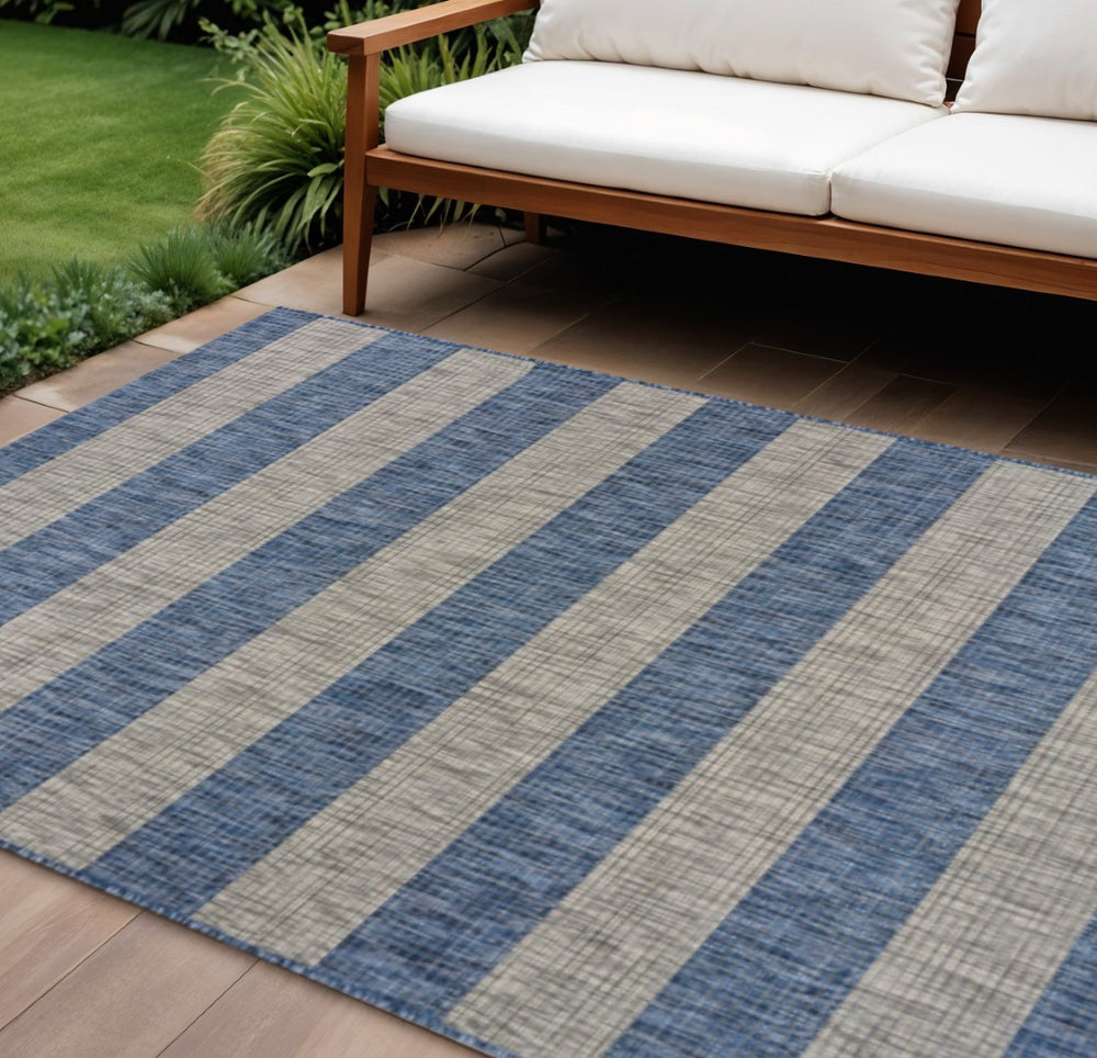 HomeRoots 8' Blue and Gray Indoor Outdoor Area Rug - Stylish, Durable, and Easy to Clean for Any Space! 8' x 10' 393761