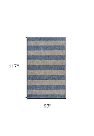 HomeRoots 8' Blue and Gray Indoor Outdoor Area Rug - Stylish, Durable, and Easy to Clean for Any Space! 8' x 10' 393761