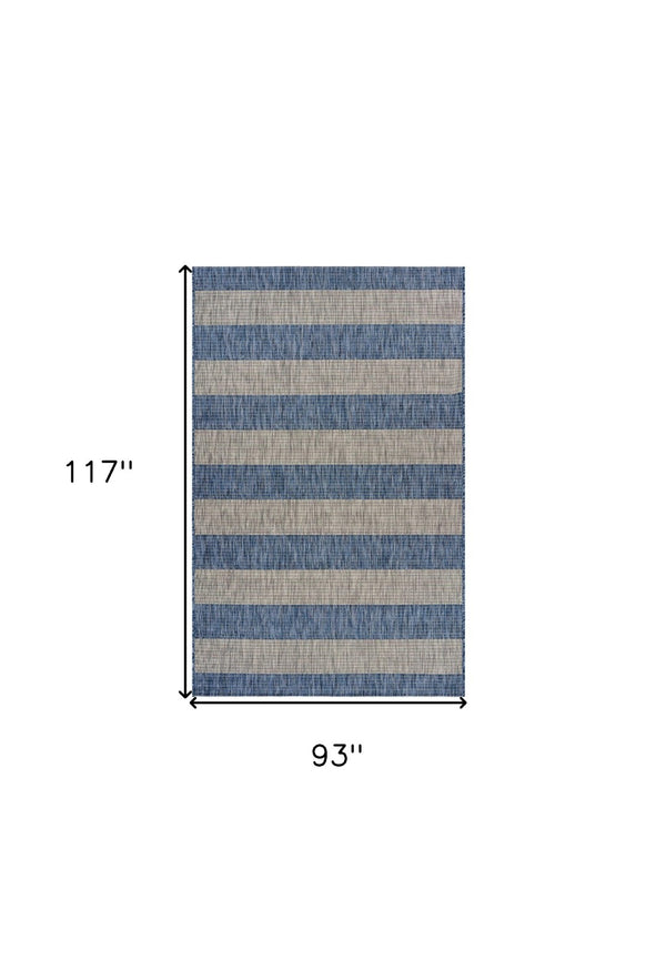 HomeRoots 8' Blue and Gray Indoor Outdoor Area Rug - Stylish, Durable, and Easy to Clean for Any Space! 8' x 10' 393761