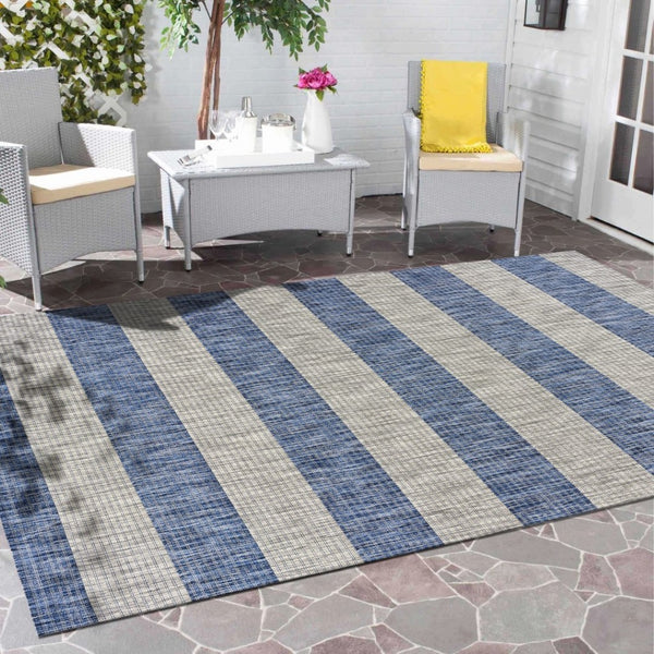 HomeRoots 8' Blue and Gray Indoor Outdoor Area Rug - Stylish, Durable, and Easy to Clean for Any Space! 8' x 10' 393761